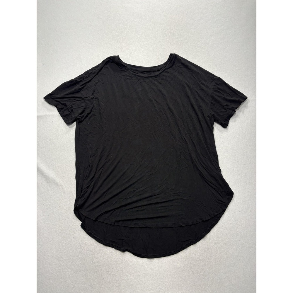 Time And Tru Shirt Womens XL Black Scoop Neck Short Sleeve Tunic Tee Casual